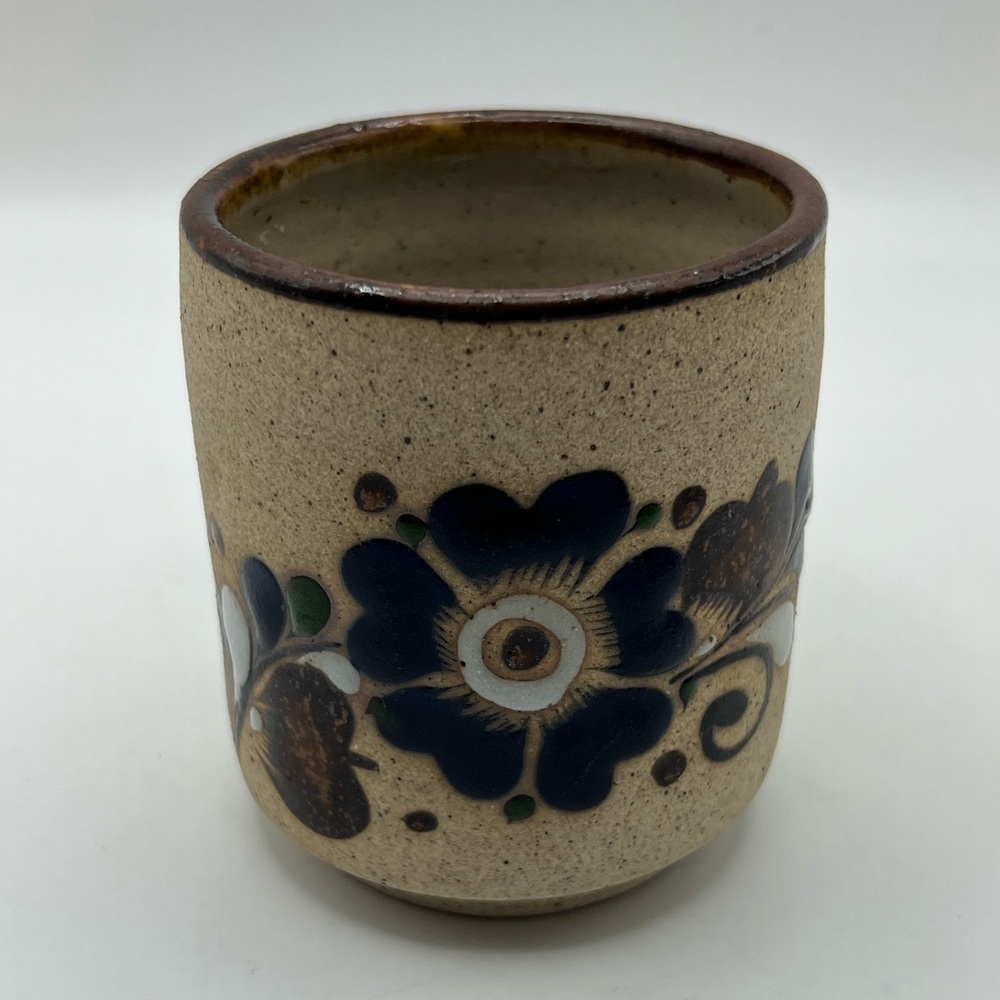 Netzi Mexican Pottery Tolona Mug Cup Stoneware Folk Art Signed Vintage
